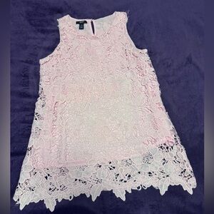 Alfani Petite Sleeveless Lace Overlay Top Pink 10P